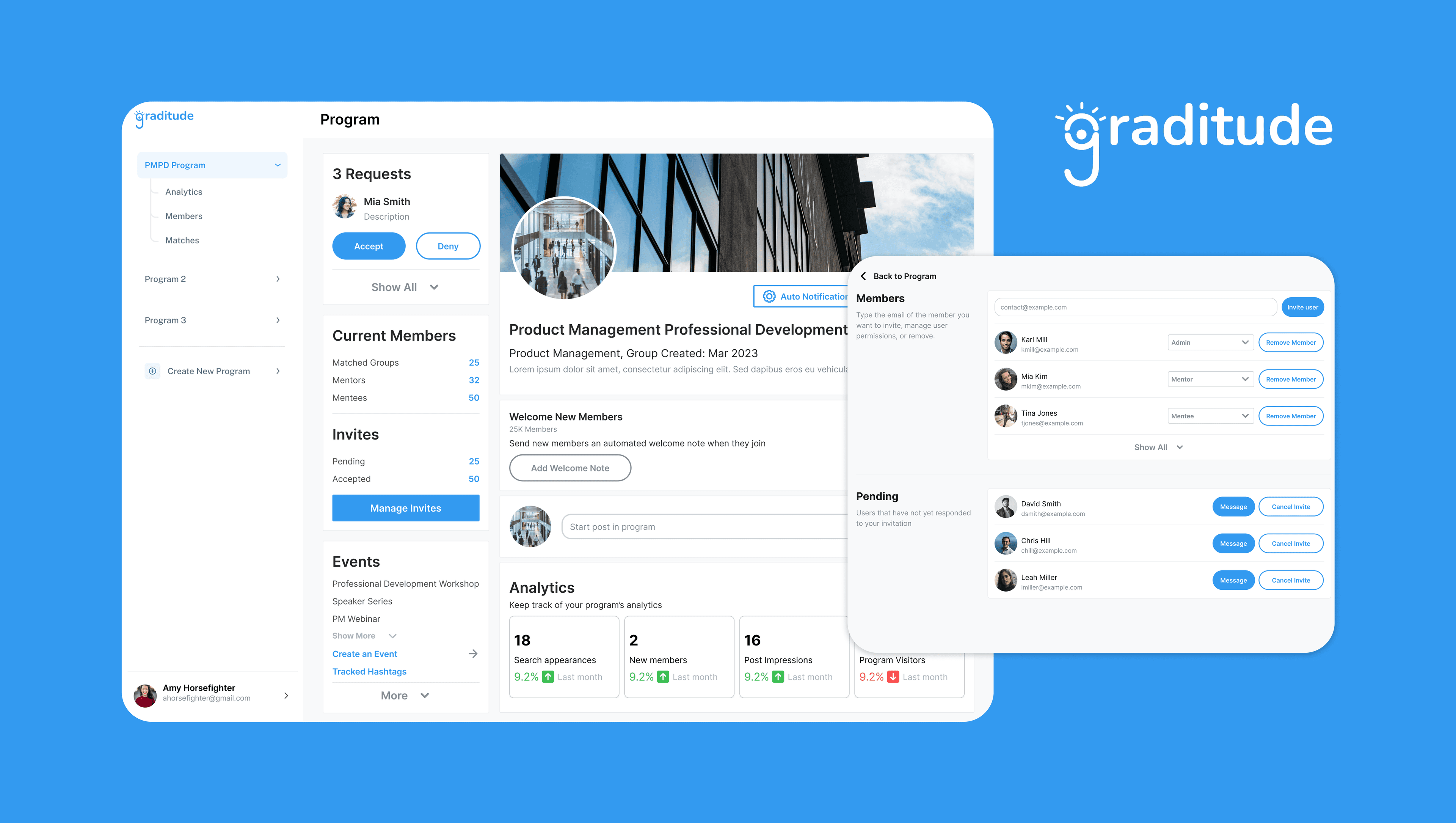 Graditude dashboard